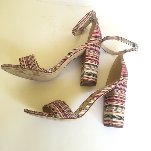 Sam Edelman Womens Yaro Striped Ankle Strap Block Heel Sandals Size 8.5 - Picture 10 of 15